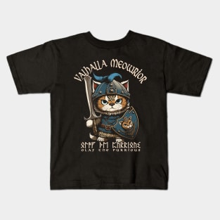 Nordic Norse Valhalla Viking Cat Warrior Kids T-Shirt